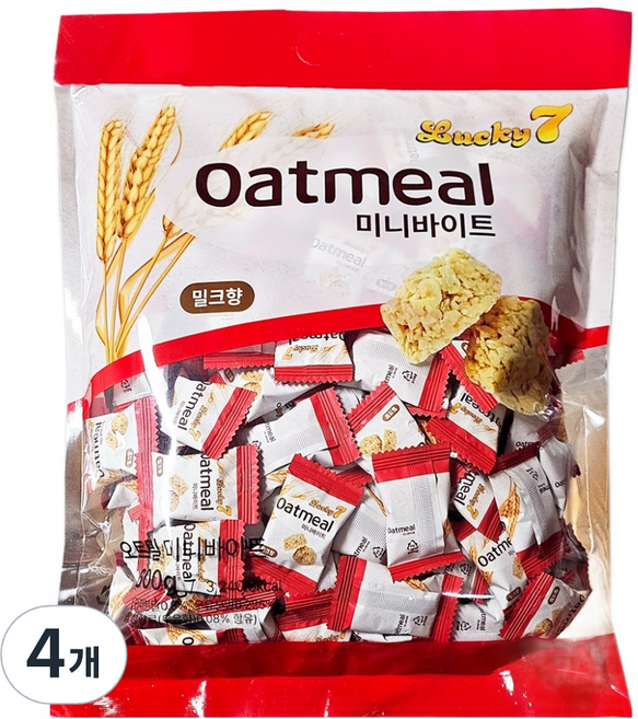 럭키세븐 오트밀 미니바이트 과자, 4개