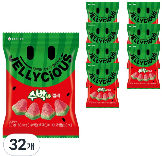 롯데웰푸드 수박바 젤리, 56g, 32개
