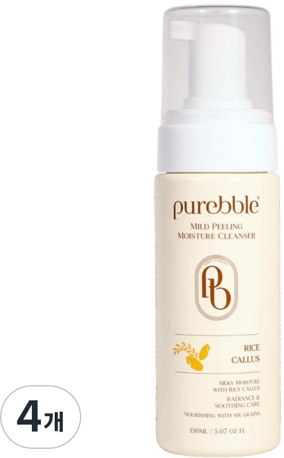 퓨어블 마일드필링 라이스캘러스 모이스처 클렌저, 4개, 150ml