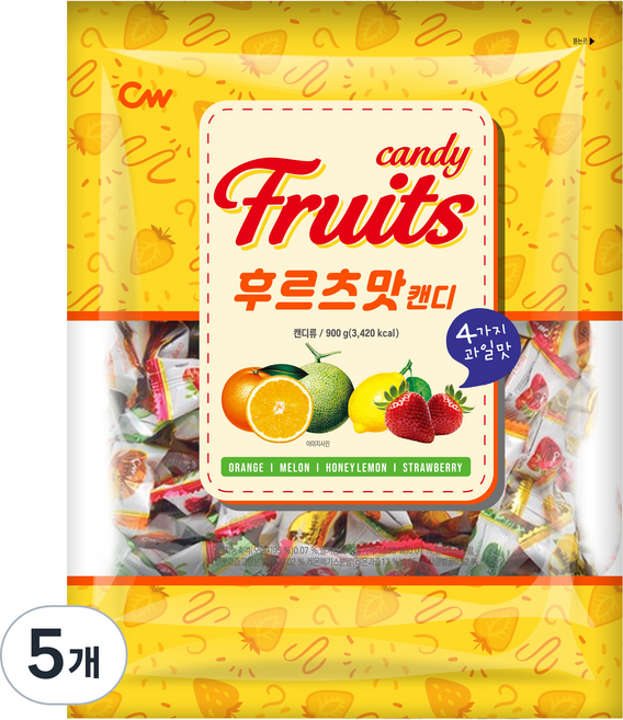 청우식품 후르츠맛 캔디, 900g, 5개