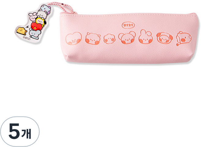 STUDIO EIGHT BT21 鑰匙圈三角收納包, 5個, 粉紅色