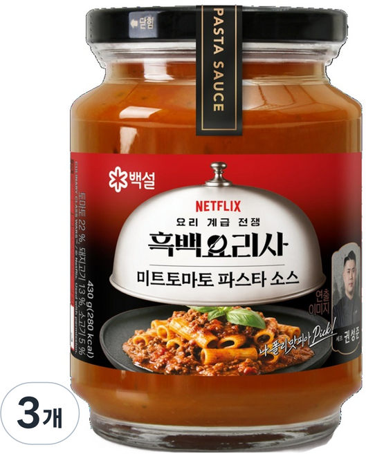백설 나폴리맛피아 권성준셰프 미트 토마토 라구 파스타소스, 430g, 3개