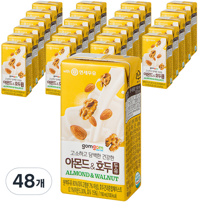 곰곰 아몬드와 호두 두유, 190ml, 48개
