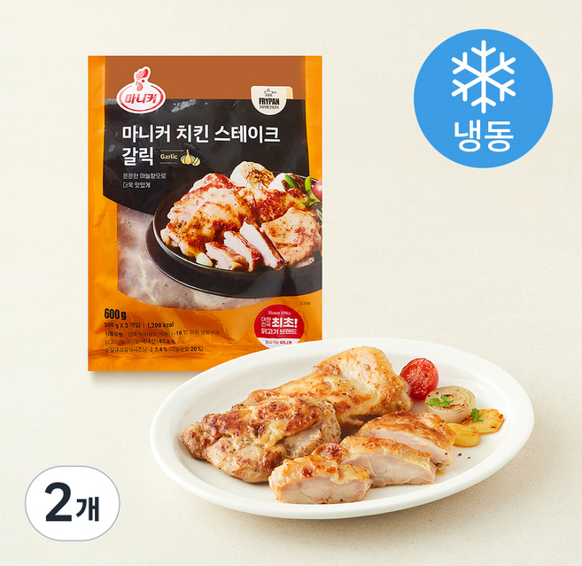 마니커 치킨 갈릭 스테이크용 2개입 (냉동), 600g, 2개
