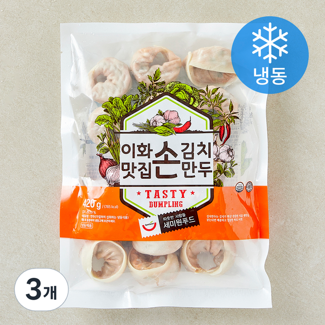 세미원 이화맛집 김치손만두 (냉동), 420g, 3개