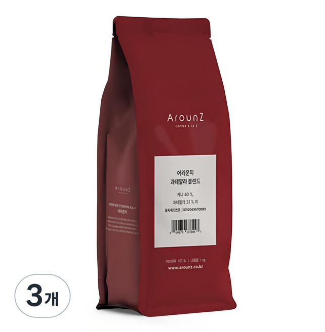 어라운지 과테말라 블렌드 원두, 1kg, 3개, 홀빈(분쇄안함)