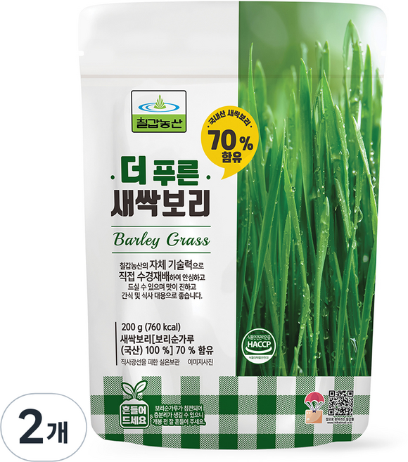 칠갑농산 더 푸른 새싹보리, 200g, 2개
