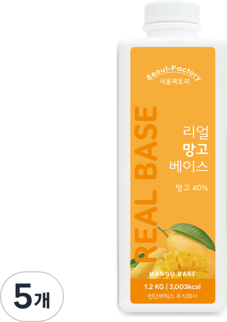 서울팩토리 리얼 망고 베이스, 1.2kg, 5개