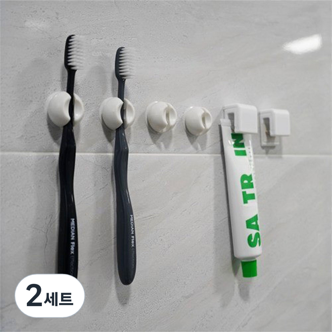 브로픽 무타공 치약걸이 2p + 흡착식 칫솔걸이 4p, 혼합색상, 2세트