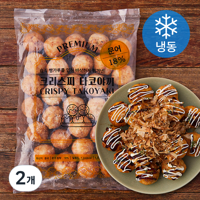 지엔씨푸드 크리스피 타코야끼 문어 18% 30입 (냉동), 1.05kg, 2개