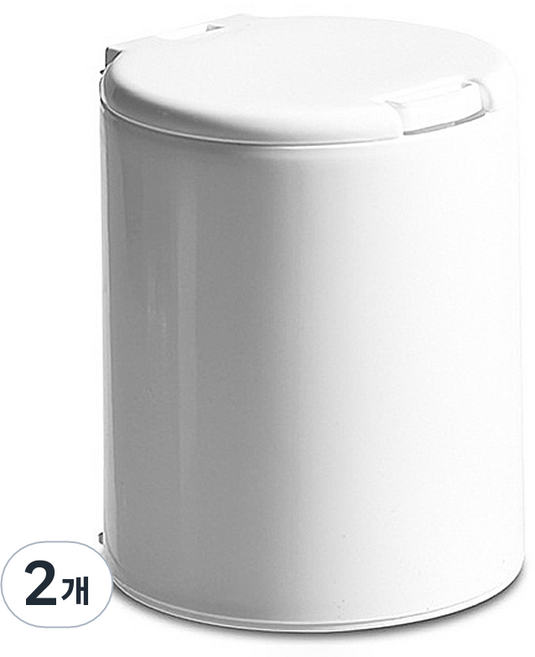 구디푸디 원터치 소품 화장솜 면봉 케이스 원형, 화이트, 2개