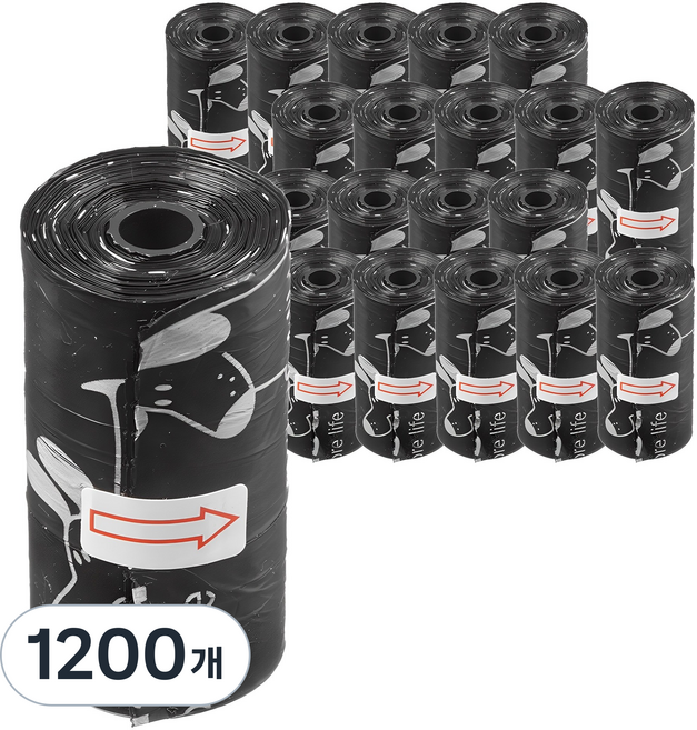 탐사 반려동물 풉백 리필형 배변봉투, 1200개, 블랙