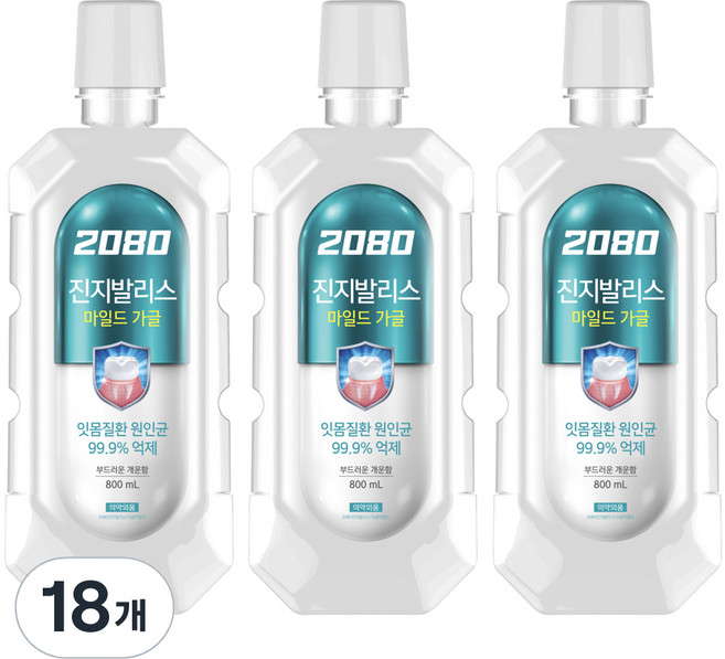 2080 진지발리스 마일드 가글, 800ml, 18개