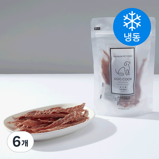 도그쿡 강아지 수제 육포 냉동간식, 오리, 70g, 6개