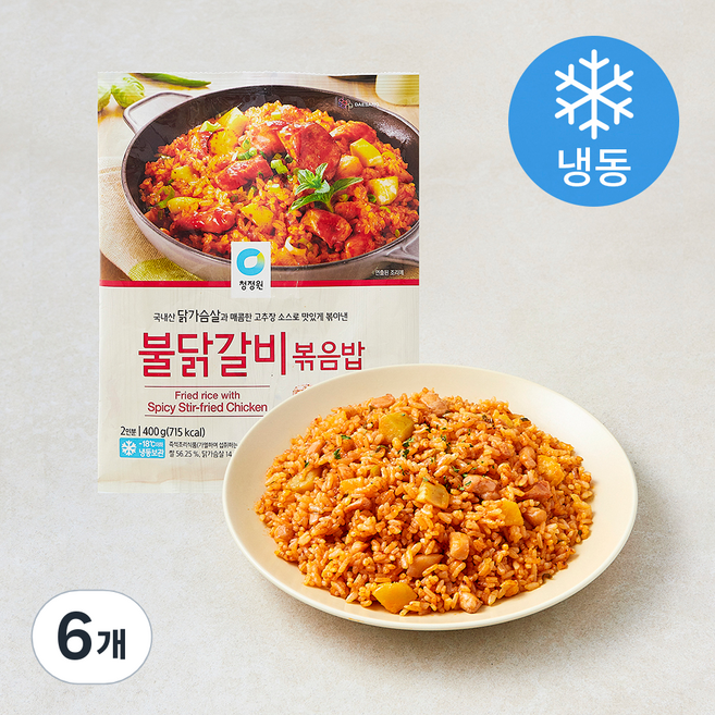 청정원 불닭갈비 볶음밥 2인분 (냉동), 400g, 6개