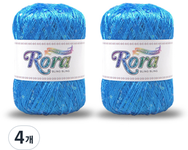 로라 스팽글 뜨개실 55g, 6009 딥스카이, 4개
