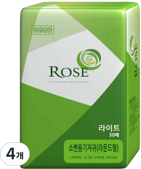 로즈 라운드 라이트 성인용 속기저귀, 30개입, 4개