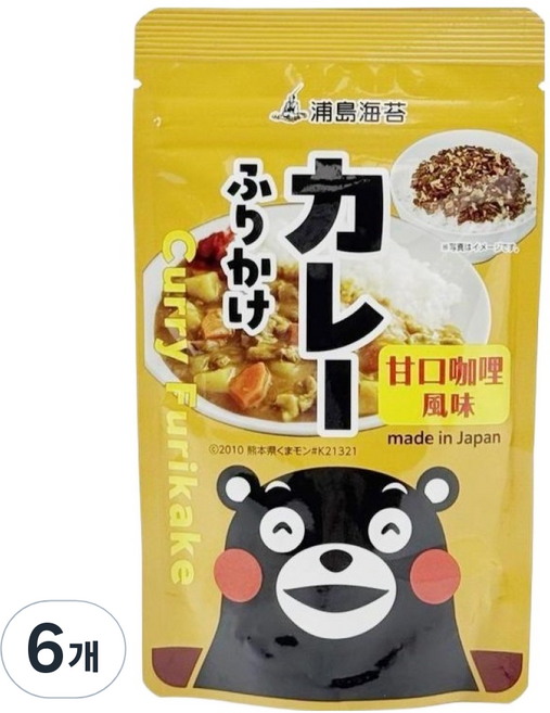 Urashima 쿠마몬 카레맛 후리가케, 6개, 45g