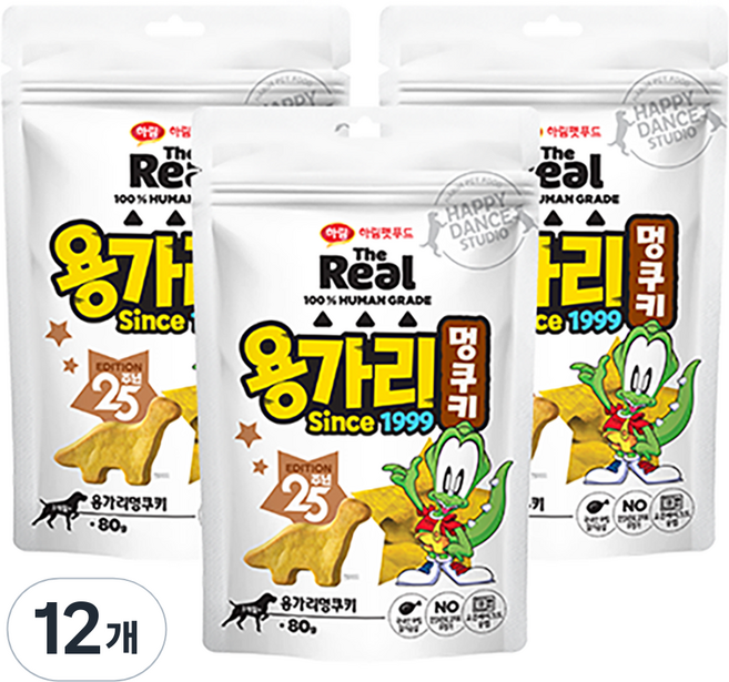 하림펫푸드 반려견 더리얼 용가리 멍쿠키 간식, 닭가슴살, 80g, 12개