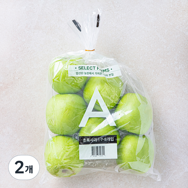 셀렉트팜 GAP 인증 A 초록사과 중과, 1.5kg(중과/7~8입), 2개