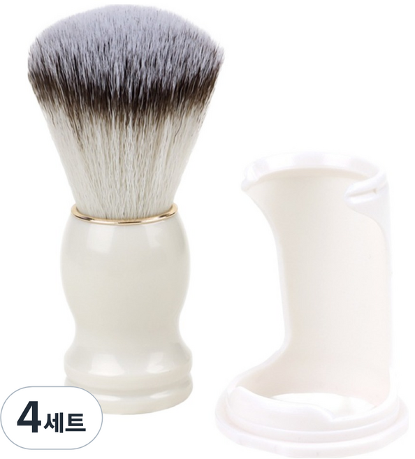 그리뉴얼 모던 바버샵 면도 세트 화이트, 4세트, 브러쉬 + 거치대