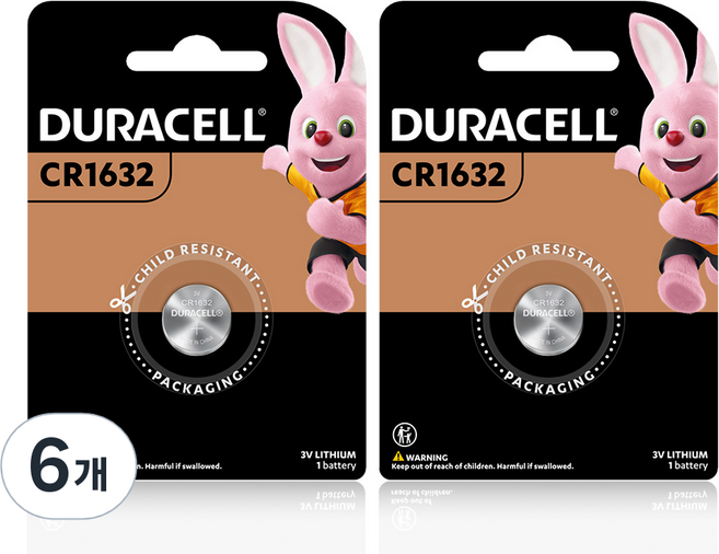 듀라셀 코인 리튬 건전지 CR1632, 1개입, 6개
