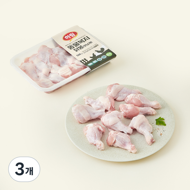 하림 동물복지 인증 닭봉 (냉장), 500g, 3개