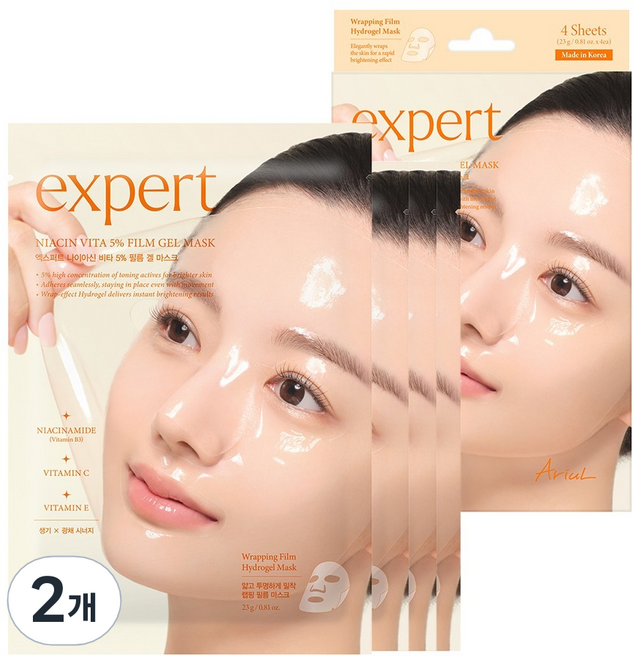 아리얼 엑스퍼트 나이아신 비타 5% 필름 겔 마스크, 2개, 4개입