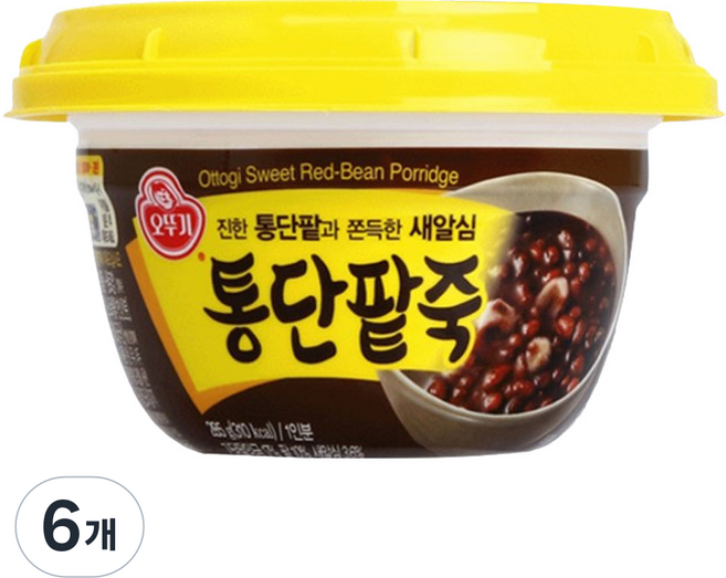 오뚜기 통단팥죽 상온, 285g, 6개