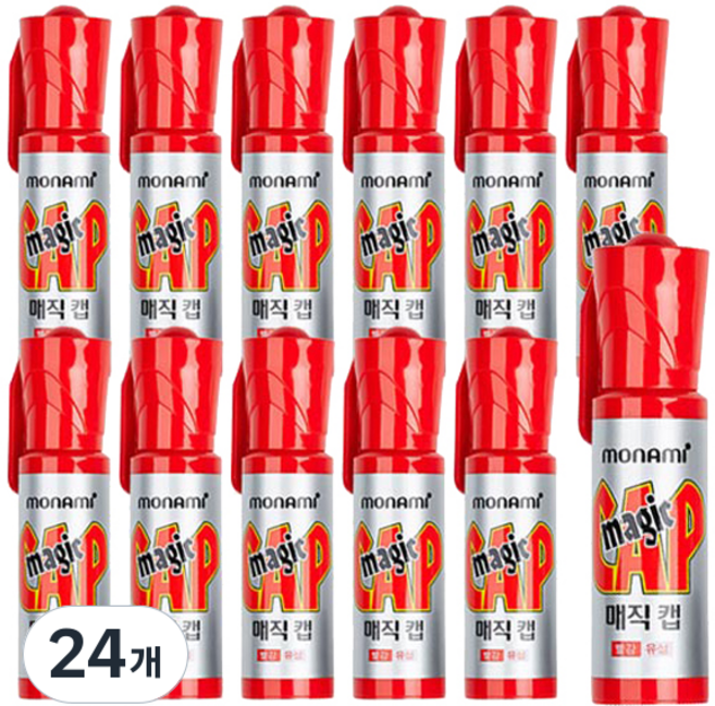 모나미 매직캡, 적색, 24개