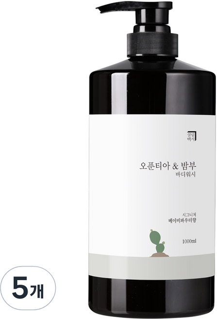 살림백서 오푼티아 앤 밤부 바디워시 베이비파우더향, 1L, 5개