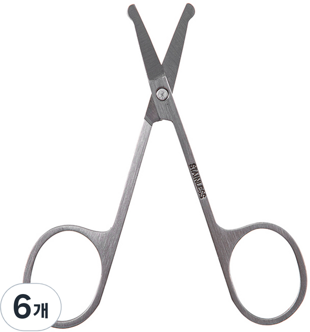 ELLE PARIS 고급 둥근날 안전 코가위, 6개, 실버