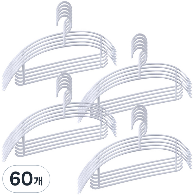 베이직 논슬립 옷걸이, 화이트, 60개