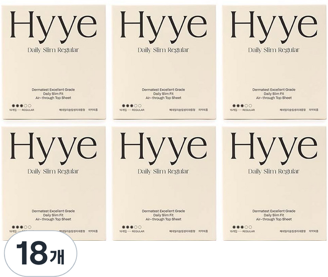 혜 데일리슬림 생리대, 중형, 16개입, 18개