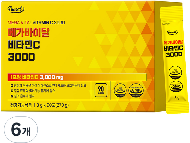 퍼니트 메가 바이탈 비타민C 3000 90p, 270g, 6개