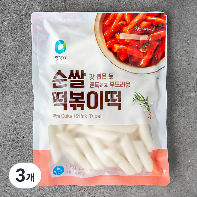 대상 순쌀 떡볶이떡, 1kg, 3개