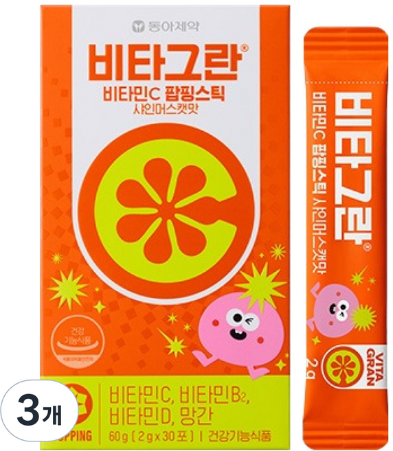VITAGRAN 維他命C氣泡棒 麝香葡萄口味 30入, 3個, 60g