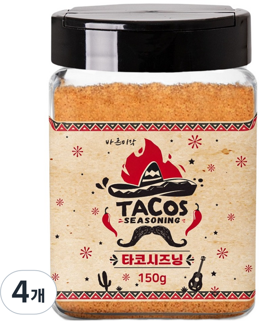 바른미각 타코시즈닝, 150g, 4개