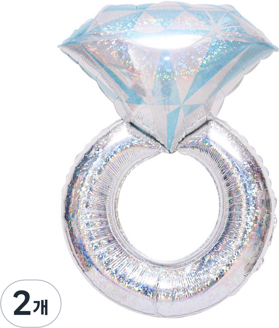 그라보벌룬 플래티넘 웨딩링 은박풍선, 홀로그램, 2개