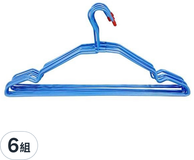 百貨通 大凹槽多功能衣架 10個, 藍色, 6組