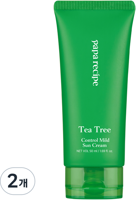 파파레서피 티트리 컨트롤 마일드 선 크림 SPF50+ PA++++, 50ml, 2개
