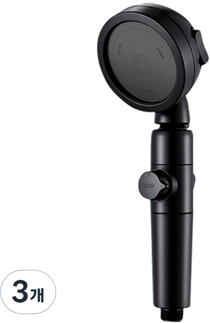 월드크린 다기능 각도조절 스텐 샤워 헤드, 3개, 블랙