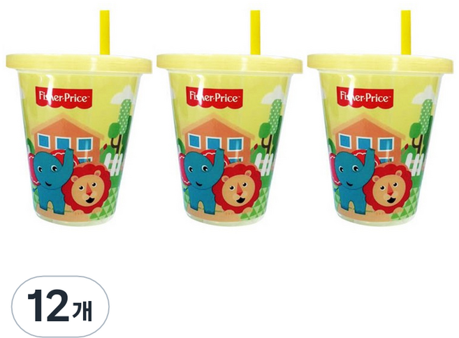 피셔프라이스 주스 빨대컵, 12개, 옐로우