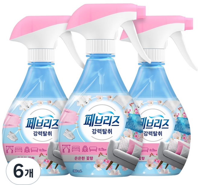 페브리즈 섬유탈취제 은은한 꽃향 본품, 360ml, 6개