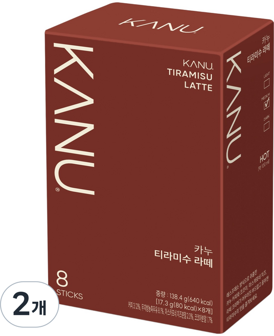 카누 티라미수 라떼 커피믹스, 17.3g, 8개입, 2개