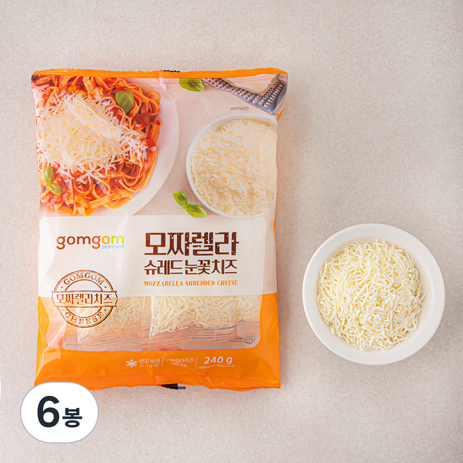 곰곰 모짜렐라 슈레드 눈꽃치즈, 60g, 4개입, 6봉