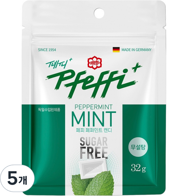 페피 무설탕 민트 캔디, 32g, 5개