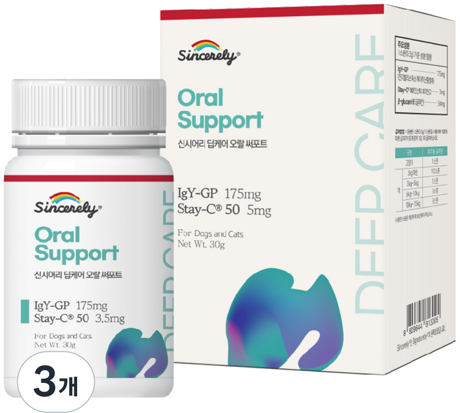 신시어리 반려동물 딥케어 영양제, 30g, 구강/치석관리, 3개