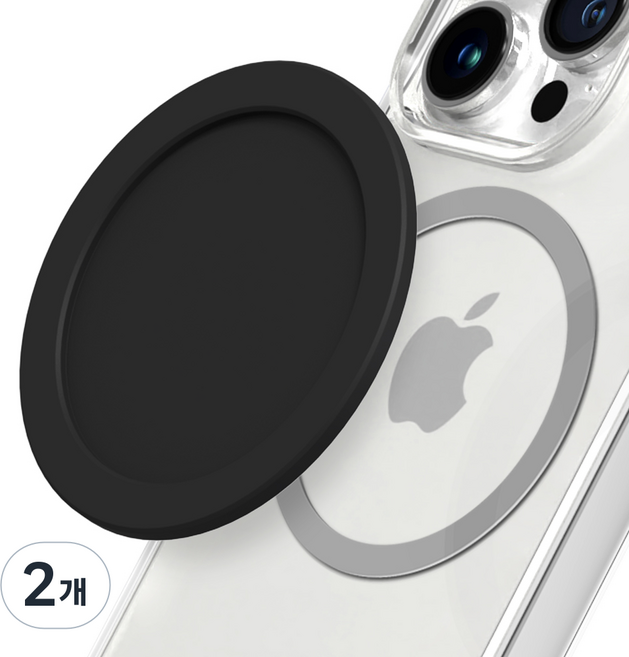 엑씨 전기종 탈부착 페인트 무광 맥세이프 호환 자석 디스크, 2개, 블랙