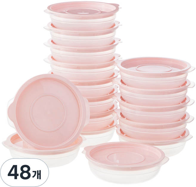 코멧 키친 전자레인지용 보관용기 핑크 400ml, 48개, 단품